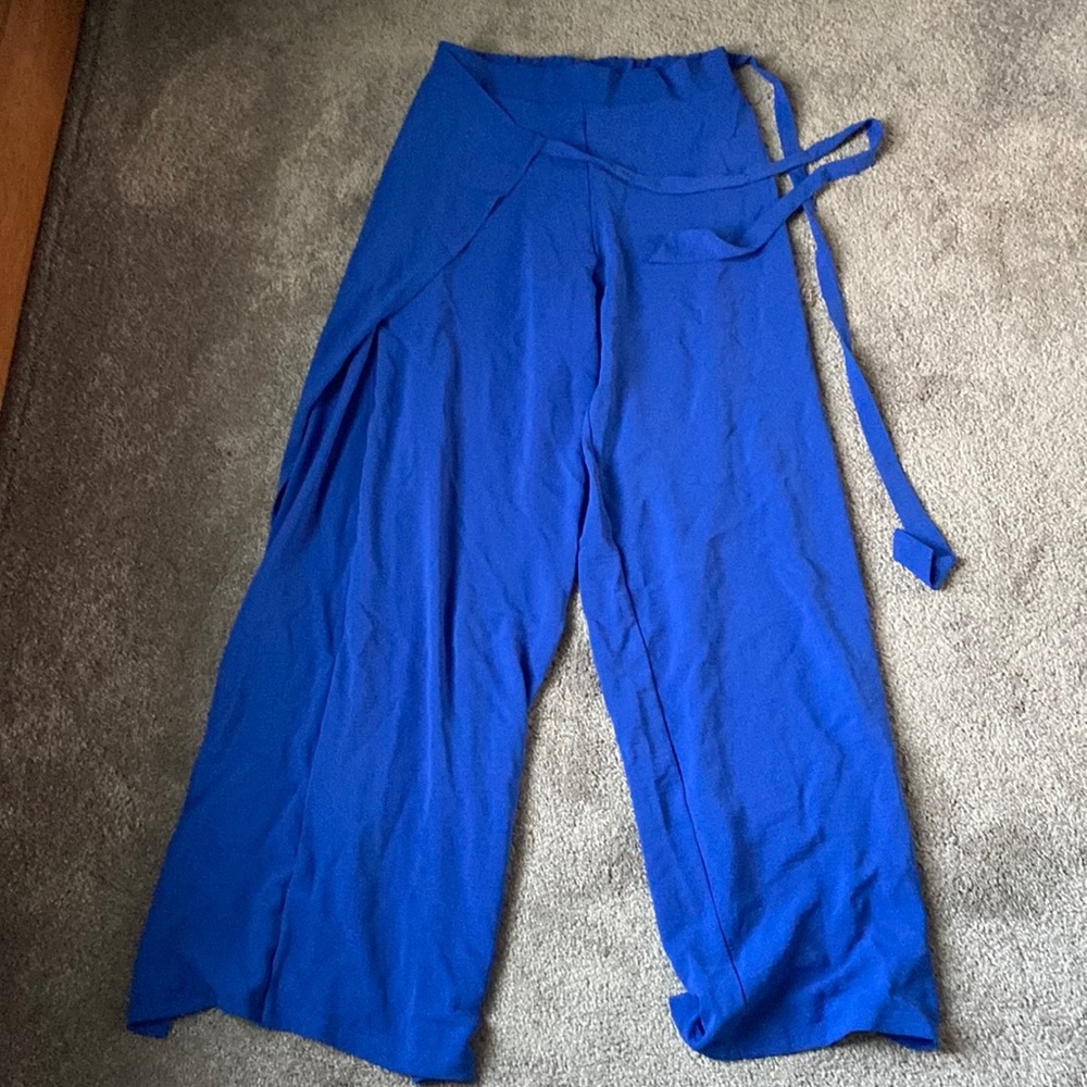 Zara Royal Blue Wide-Leg Wrap Pants